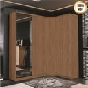 Ver imagem 2 de Guarda Roupa Modulado de Canto 5 Portas com Espelho 3 Peças Decor Marrom/Freijó