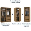 Ver imagem 7 de Guarda Roupa Modulado de Canto 5 Portas com Espelho 3 Peças Decor Marrom/Freijó