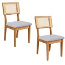 Ver mais imagens de Mesa Jantar Redonda 105cm com 4 Cadeiras Estofadas 100% Mdf Cor:freijó com Preto Fosco e Linho