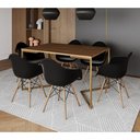 Ver imagem 1 de Mesa Jantar Industrial Amêndoa 137X90Cm Base V Dourada C/6 Poltronas Daw Madeira Pret Cor: Amendoa
