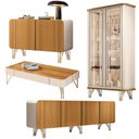 Ver imagem 1 de Conjunto 1 Cristaleira 2 Buffets e 1 Mesa de Centro Évora/saluti/benvenuto/cadenza Off White/cinamom