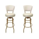 Ver imagem 1 de Banqueta Alta Bar Giratória com Encosto Cor Dourado Fosco Assento Grosso Cor Off White Kit 2 Peças