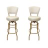 Banqueta Alta Bar Giratória com Encosto Cor Dourado Fosco Assento Grosso Cor Off White Kit 2 Peças - 1