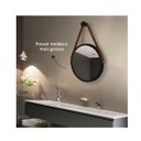 Ver imagem 5 de Espelho Redondo 60cm Decorativo Adnet Com Alça De Couro - PRETO/CARAMELO