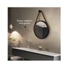 Espelho Redondo 60cm Decorativo Adnet Com Alça De Couro - PRETO/CARAMELO - 5