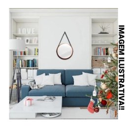 Espelho Redondo 60cm Decorativo Adnet Com Alça De Couro - PRETO/CARAMELO - 9