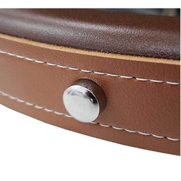 Espelho Redondo 60cm Decorativo Adnet Com Alça De Couro - PRETO/CARAMELO - 4