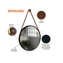 Ver imagem 3 de Espelho Redondo 60cm Decorativo Adnet Com Alça De Couro - PRETO/CARAMELO