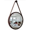 Espelho Redondo 60cm Decorativo Adnet Com Alça De Couro - PRETO/CARAMELO - 1