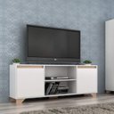 Ver imagem 4 de Rack com Painel para TV até 50 Polegadas 160CMX181CM Conjunto Sala de Estar 2 Portas Benevello Branco