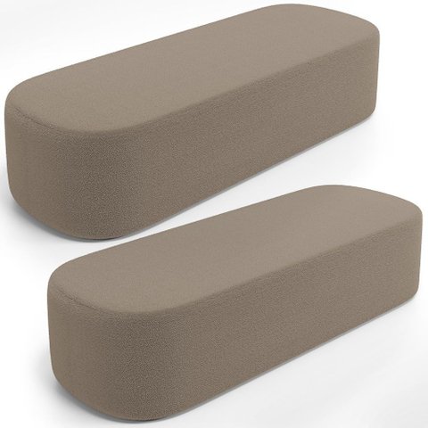Kit 02 Puffs Decorativos Orgânicos para Living Quarto 195cm Doha W01 Bouclê Bege - Lyam Decor
