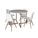 Ver imagem 6 de Mesa Jantar Industrial Redonda 110Cm Branca Base V Cobre C/4 Cadeiras Branca Base Madeira Branco