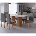 Ver imagem 1 de Conjunto Sala de Jantar Lucerna Mesa 160x80cm Tampo sem Vidro com 6 Cadeiras Venus Mel/blonde/cinza-