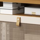 Ver imagem 5 de Mesa de Cabeceira 1 Porta em Rattan com Puxador de Couro e Nicho