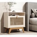 Ver imagem 1 de Mesa de Cabeceira 1 Porta em Rattan com Puxador de Couro e Nicho