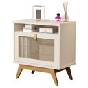 Ver imagem 2 de Mesa de Cabeceira 1 Porta em Rattan com Puxador de Couro e Nicho