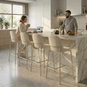 Ver imagem 5 de Conjunto de 2 Banquetas Altas de Aço Estofadas Lucille Champanhe com Soft Palha