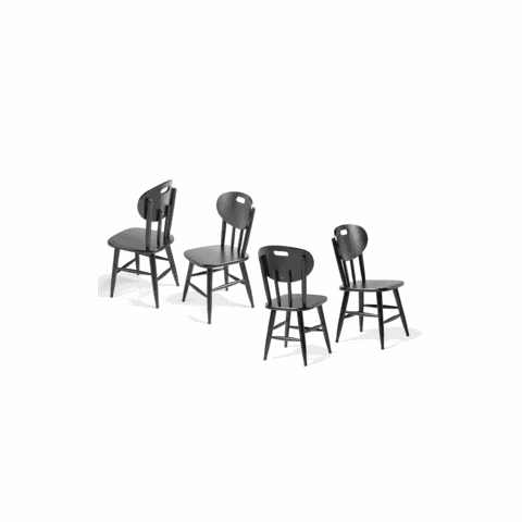 Kit 4 Cadeiras de Madeira Torneada - 43cm Preta