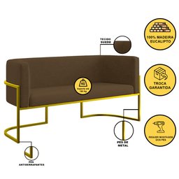 Kit 2 Poltronas + Sofá 2 Lugares Base de Metal Gold Balaqui - 3