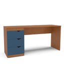 Ver imagem 2 de Escrivaninha para Escritório Porto 3 Gavetas 163cm Azul E Freijó