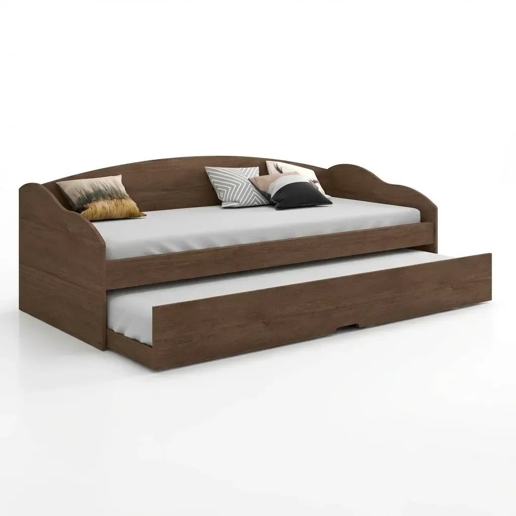 Bicama Solteiro Sofá Cama com Rodízios em MDF Funny Cacau - 2