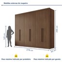 Ver imagem 4 de Guarda Roupa Casal 6 Portas 8 Gavetas Bergamo 100% MDF Marrom/Cacau