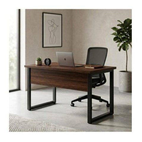 Mesa Escritório Pé Quadro - 1,20x0,60m - s/ Gavetas - Marsala/Preto - 25469