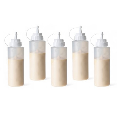 Kit 5 Bisnaga Profissional 350ml com Tampa Ideal p/ Molhos