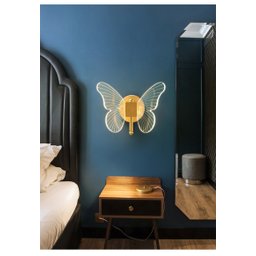 Arandela Borboleta Dourada Cabeceira Corredor Quarto 3 Luzes Parede Bivolt - 5