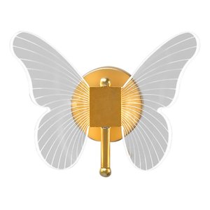 Arandela Borboleta Dourada Cabeceira Corredor Quarto 3 Luzes Parede Bivolt