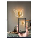 Ver imagem 4 de Arandela Borboleta Dourada Cabeceira Corredor Quarto 3 Luzes Parede Bivolt