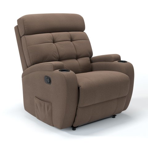 Poltrona do Papai Reclinável em Tecido Linho Cor Marrom Reclinação Manual - Modelo Florença