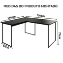 Ver imagem 4 de Mesa para Home Office em L com Estrutura de Ferro Max 150x150 cm - Preto