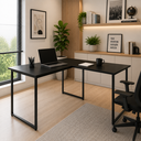 Ver imagem 1 de Mesa para Home Office em L com Estrutura de Ferro Max 150x150 cm - Preto