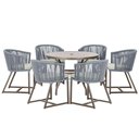 Ver imagem 1 de Mesa com 6 Cadeiras Jantar Noronha Marrom E3 Trama Original Prata
