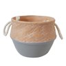 Mini Vaso em Ceramica e Corda Bege e Cinza D12cm X 8,5cm - 1