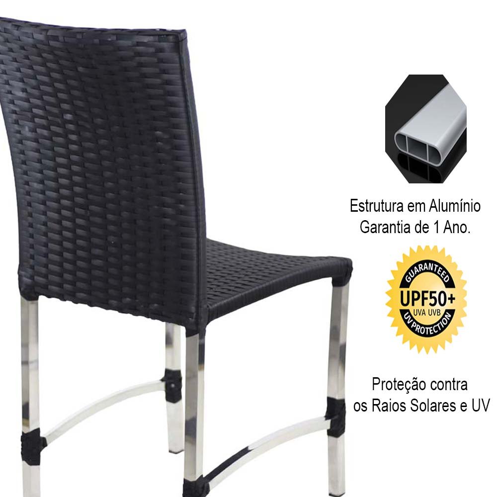 6 Cadeiras Cannes para Jantar - Fibra Sintética, Alumínio - 5