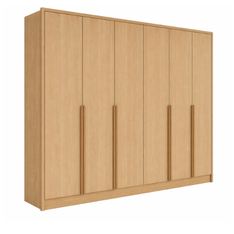 Guarda Roupa Berlim Nature 100% MDF 6 Portas com Nicho Lateral Interno - Bianchi Móveis