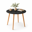 Ver imagem 2 de Mesa Jantar Sofia Redonda 80cm Preto Trama 18mm Pés de Madeira Natural Marin