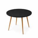 Ver imagem 1 de Mesa Jantar Sofia Redonda 80cm Preto Trama 18mm Pés de Madeira Natural Marin