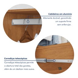 Guarda Roupa Casal MDF 4 Portas 4 Gavetas Bergamo - 7