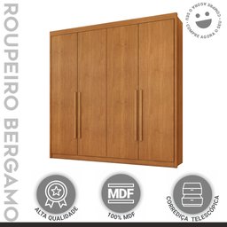 Guarda Roupa Casal 4 Portas 4 Gavetas Bergamo - 6