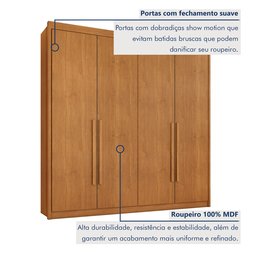 Guarda Roupa Casal MDF 4 Portas 4 Gavetas Bergamo - 3