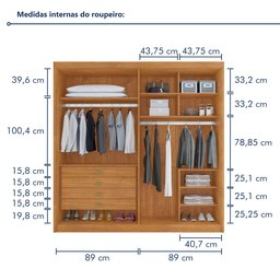 Guarda Roupa Casal MDF 4 Portas 4 Gavetas Bergamo - 4