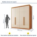 Ver imagem 4 de Guarda Roupa Casal 100% MDF 4 Portas e 4 Gavetas Bergamo Cinamomo/Off White