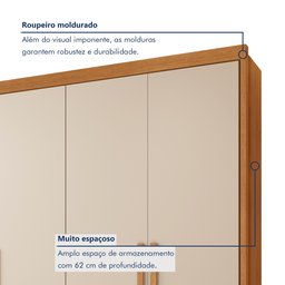 Guarda Roupa Casal MDF 4 Portas 4 Gavetas Bergamo - 8