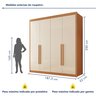 Guarda Roupa Casal MDF 4 Portas 4 Gavetas Bergamo - 4