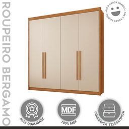 Guarda Roupa Casal 4 Portas 4 Gavetas Bergamo - 6