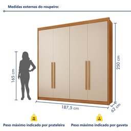 Guarda Roupa Casal MDF 4 Portas 4 Gavetas Bergamo - 5