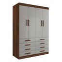 Ver imagem 3 de Guarda-Roupa Solteiro MDF 4 Portas 8 Gavetas Marselha Plus Marrom/Castanho/Off White